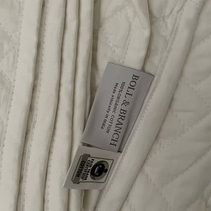 New- never used Boll and Branch- king size white bed quilt with 2 shams
